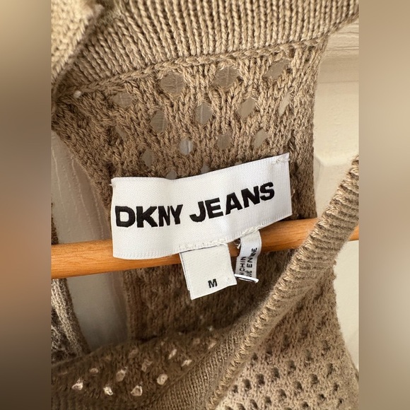 DKNY NWT green sleeveless knit tank crochet size medium - Picture 3 of 9